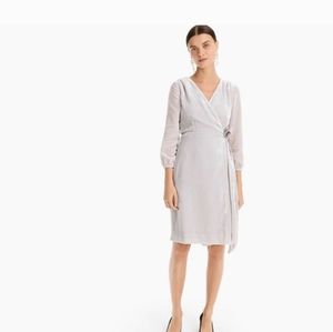 JCrew gray/silver velvet wrap dress